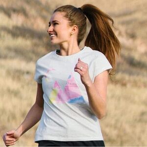 ZYIA Colorful Graphic Short Sleeve Athletic Tee